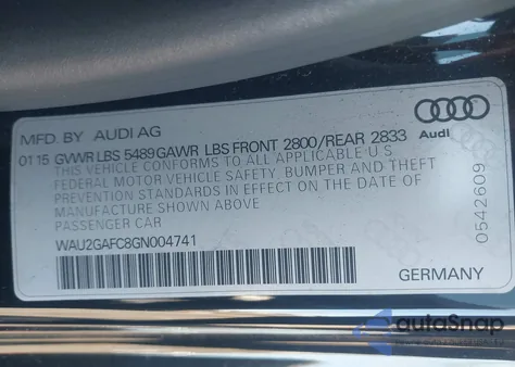 2016 Audi A7 3.0T Premium Plus z USA, uszkodzony, nr VIN WAU2GAFC8GN004741